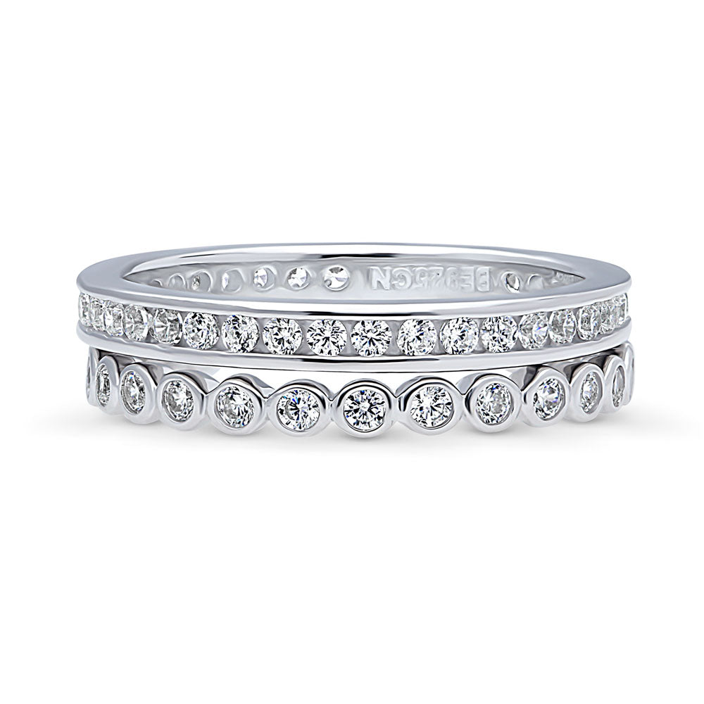 Bubble Channel CZ Eternity Ring Set in Sterling Silver, 1 of 10