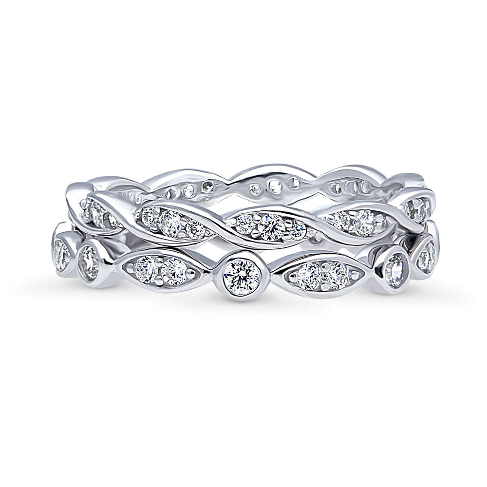 Bubble Woven Bezel CZ Eternity Ring Set in Sterling Silver, 1 of 7