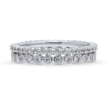 Bubble CZ Stackable Ring Set in Sterling Silver