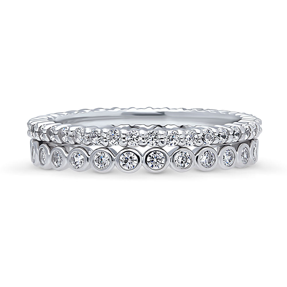 Bubble Pave CZ Eternity Ring Set in Sterling Silver, 1 of 14