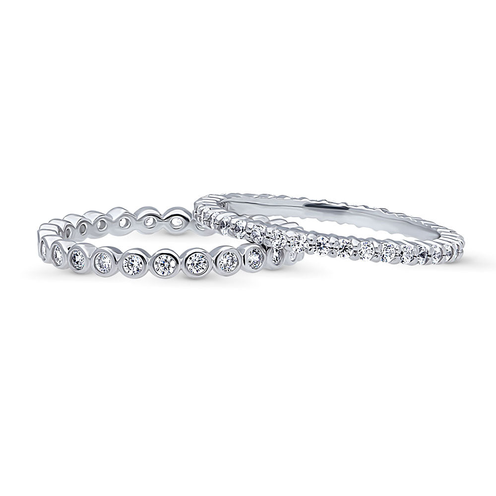 Bubble Pave CZ Eternity Ring Set in Sterling Silver