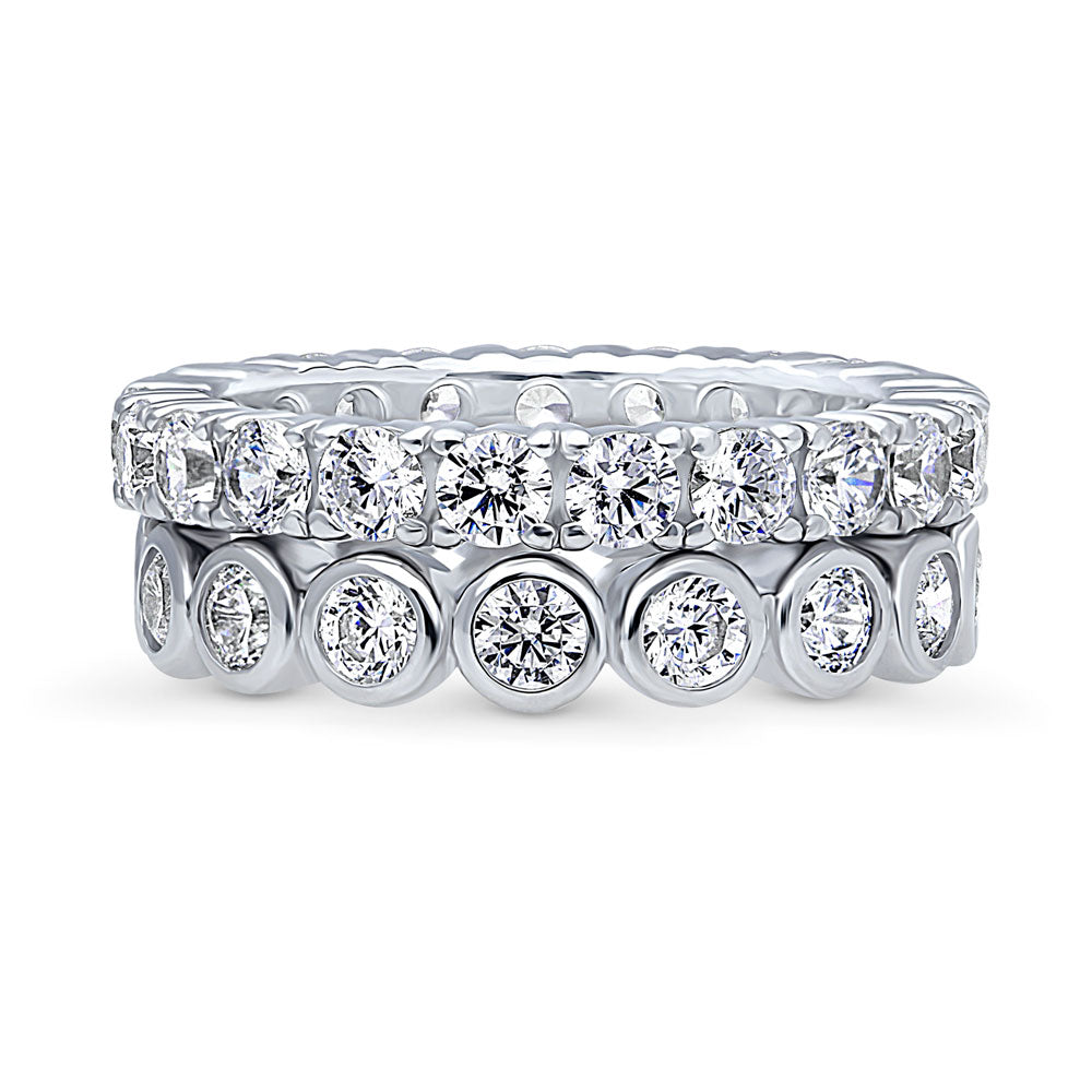 Bubble Bezel CZ Eternity Ring Set in Sterling Silver, 1 of 12