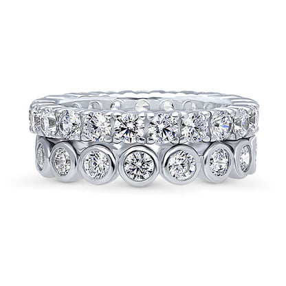 Bubble Bezel CZ Eternity Ring Set in Sterling Silver