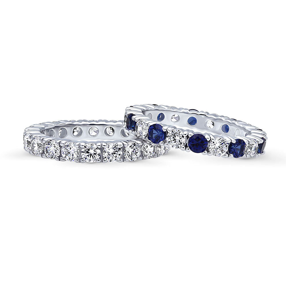 Front view of CZ Eternity Ring Set in Sterling Silver, 4 of 12