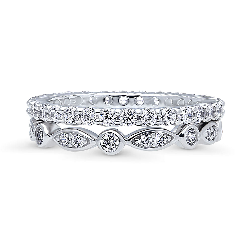 Bubble Woven CZ Stackable Ring Set in Sterling Silver