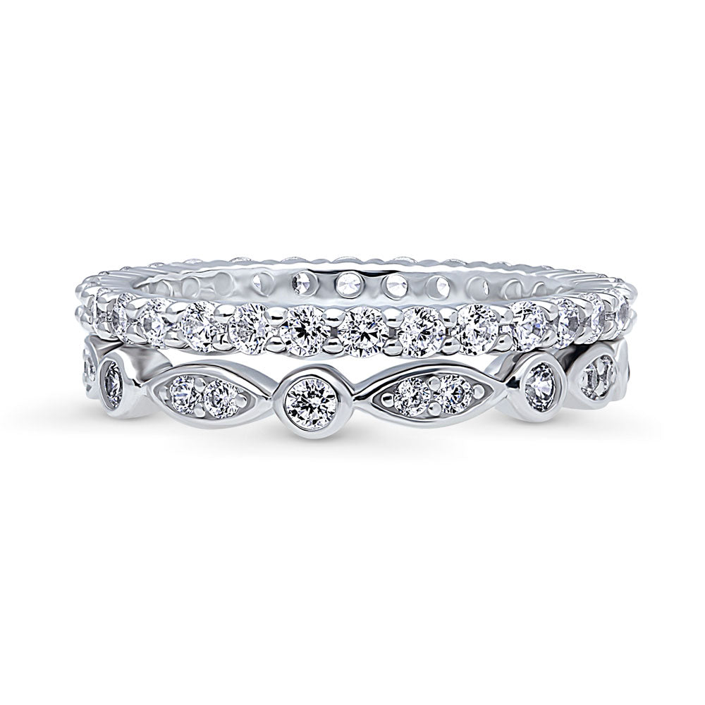 Bubble Bezel CZ Eternity Ring Set in Sterling Silver
