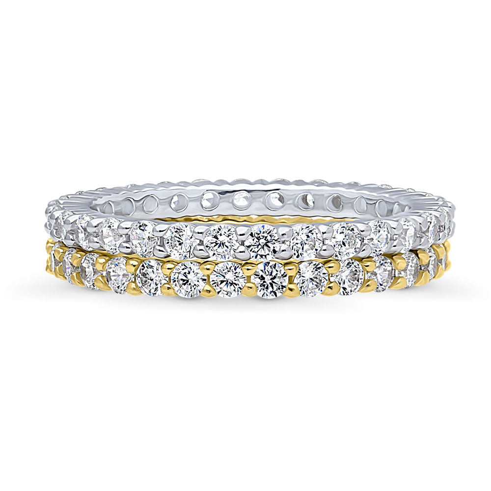 Pave CZ Eternity Ring Set in Gold Flashed Sterling Silver, 1 of 8