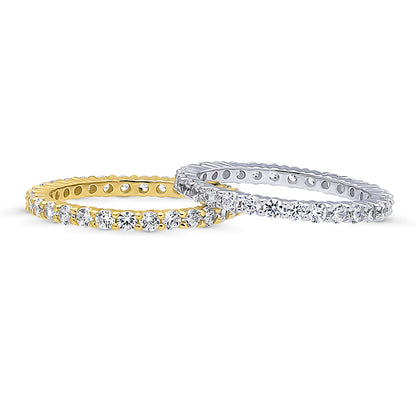 Pave CZ Eternity Ring Set in Gold Flashed Sterling Silver