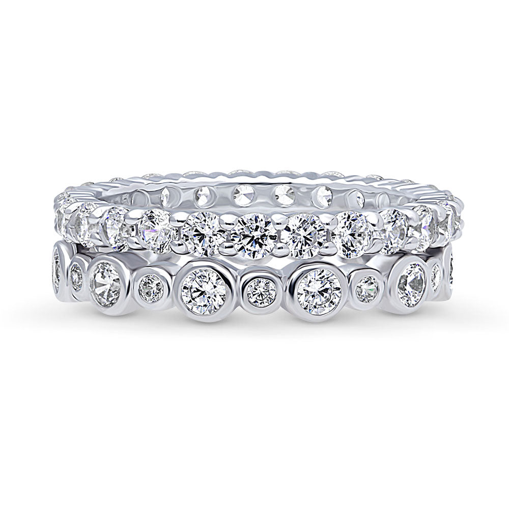 Bubble Pave CZ Eternity Ring Set in Sterling Silver, 1 of 13
