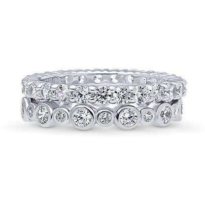 Bubble Pave CZ Eternity Ring Set in Sterling Silver