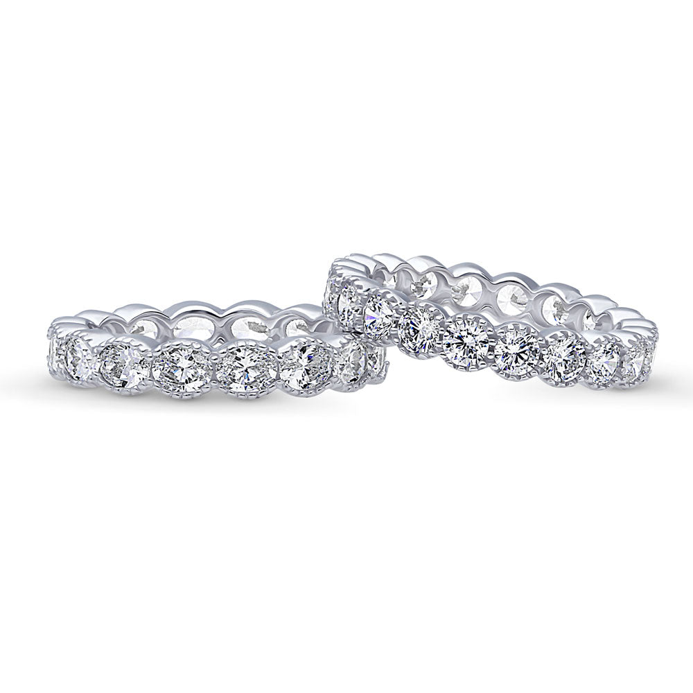 Milgrain CZ Stackable Ring Set in Sterling Silver