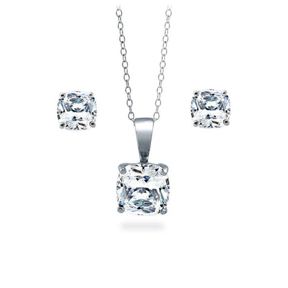 Solitaire 2.5ct/3ct Cushion CZ Set in Sterling Silver