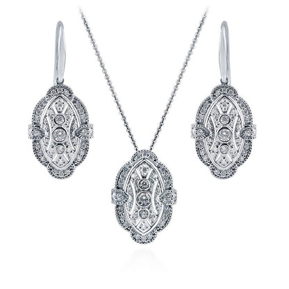 Art Deco Milgrain CZ Set in Sterling Silver