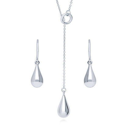 Teardrop Necklace and Earrings in Sterling Silver