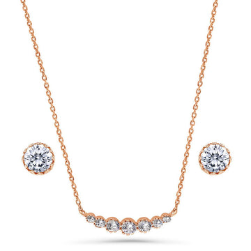 Bar Bubble CZ Set in Rose Gold Flashed Sterling Silver