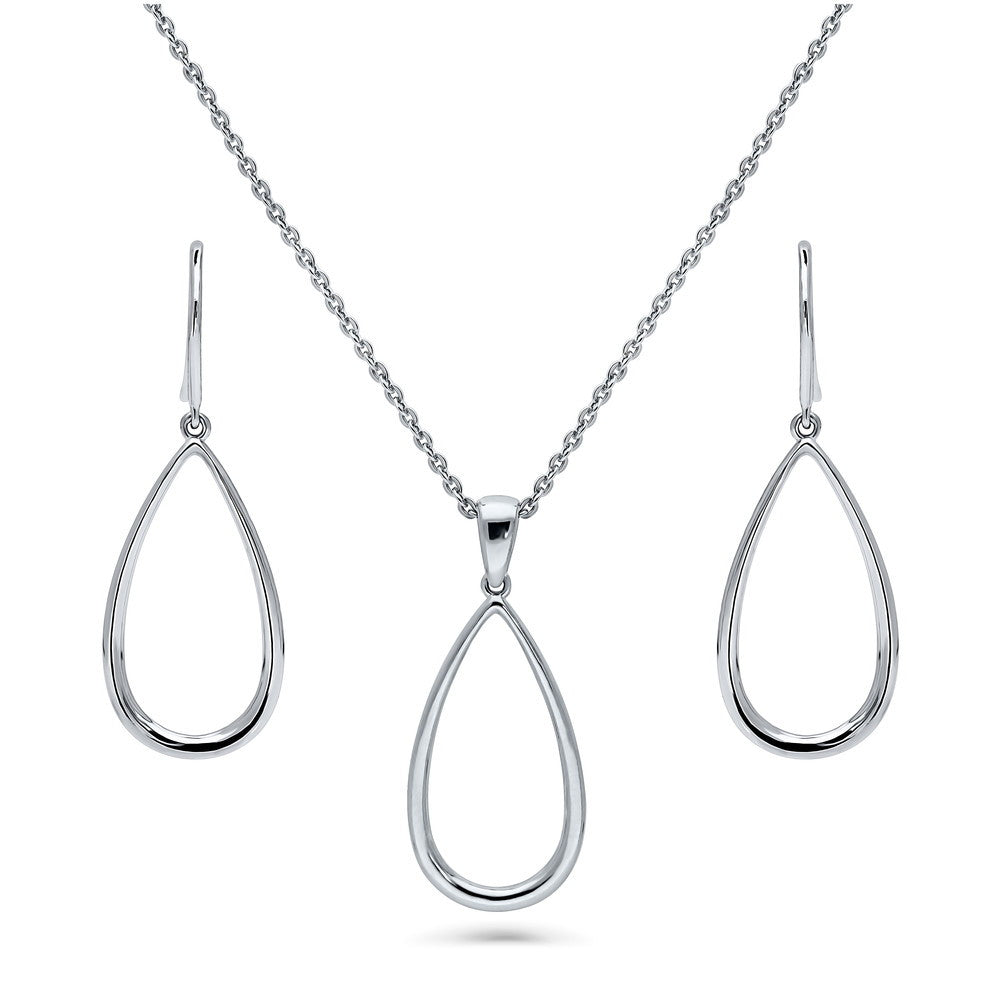 Teardrop Necklace and Earrings in Sterling Silver