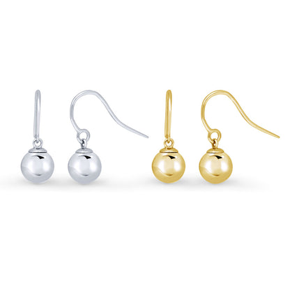 Ball Bead Earrings in Gold Flashed Sterling Silver, 2 Pairs