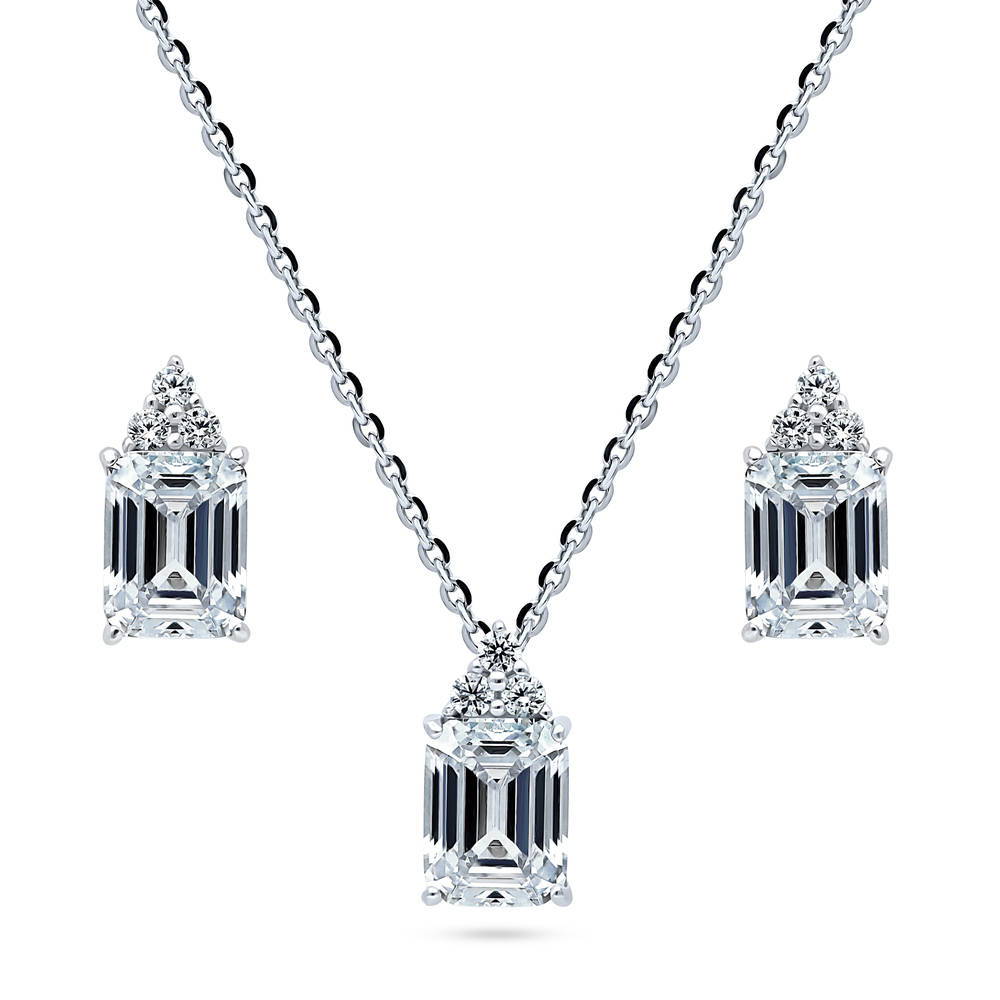Solitaire 2.1ct/4.2ct Emerald Cut CZ Set in Sterling Silver