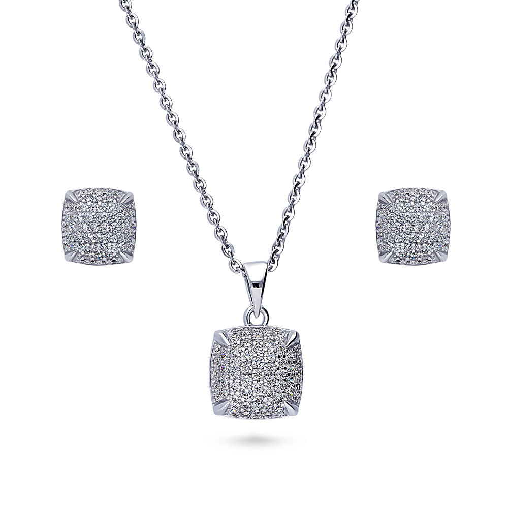 CZ Necklace and Earrings Set in Sterling Silver