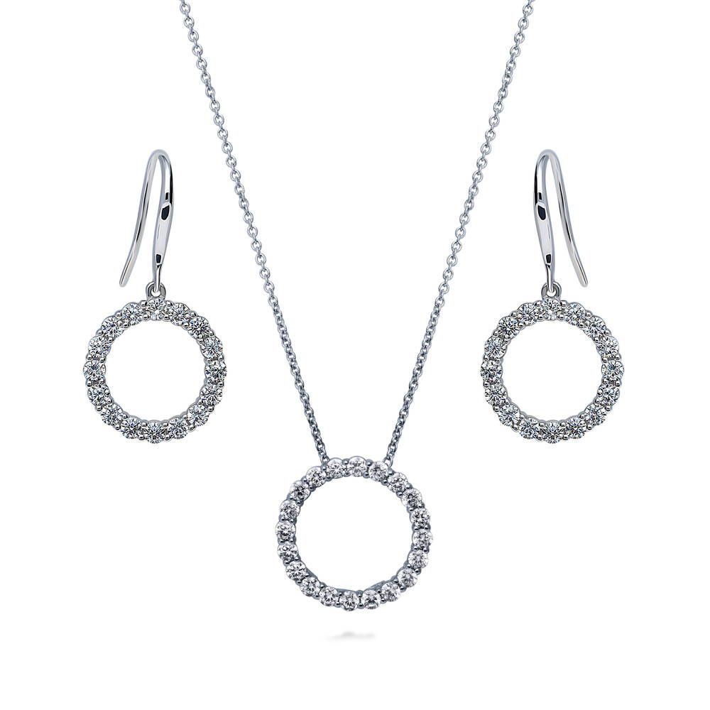 Open Circle CZ Necklace and Earrings in Sterling Silver, 1 of 16