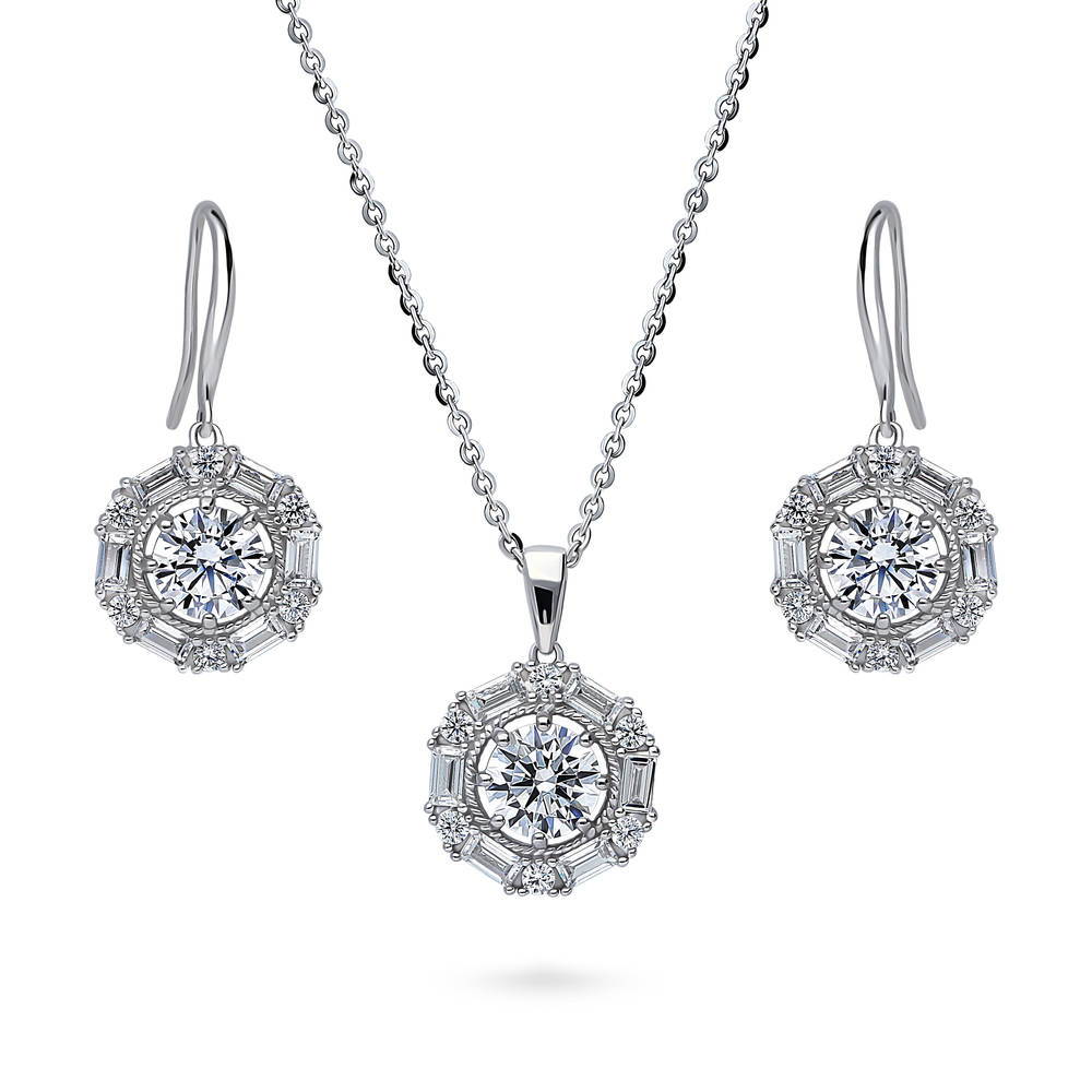 Halo Art Deco Cable CZ Set in Sterling Silver