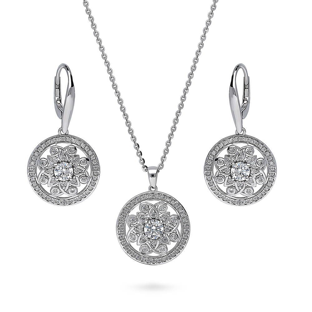 Flower Medallion Filigree CZ Set in Sterling Silver, 1 of 13