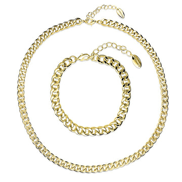 Statement Bracelet and Necklace Set in Gold-Tone, 2 Piece