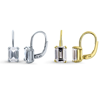 Solitaire CZ Earrings in Gold Flashed Sterling Silver, 2 Pairs