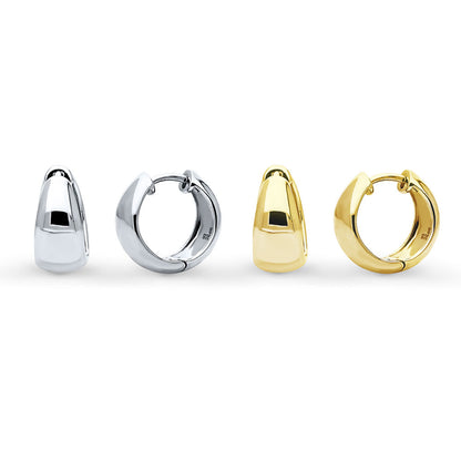 Dome Huggie Earrings in Gold Flashed Sterling Silver, 2 Pairs