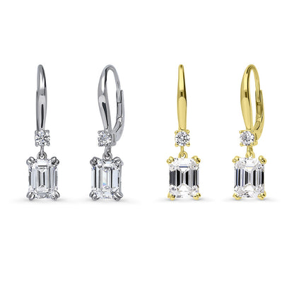 Solitaire CZ Earrings in Gold Flashed Sterling Silver, 2 Pairs