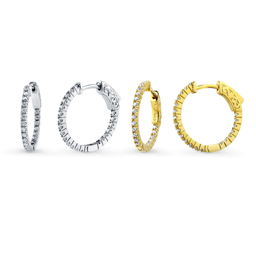 CZ Inside-Out Hoop Earrings in Sterling Silver 0.8 inch, 2 Pairs, 1 of 12