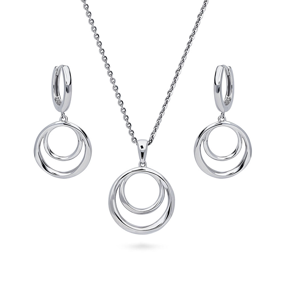 Open Circle Necklace and Earrings in Sterling Silver, 1 of 11